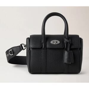 Mulberry Bayswater Mini Bag Top Handle Crossbody Heavy Grain Black Leather